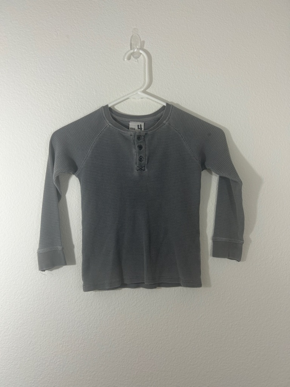 Cotton On Kids Long-Sleeve Waffle Henley - Gray